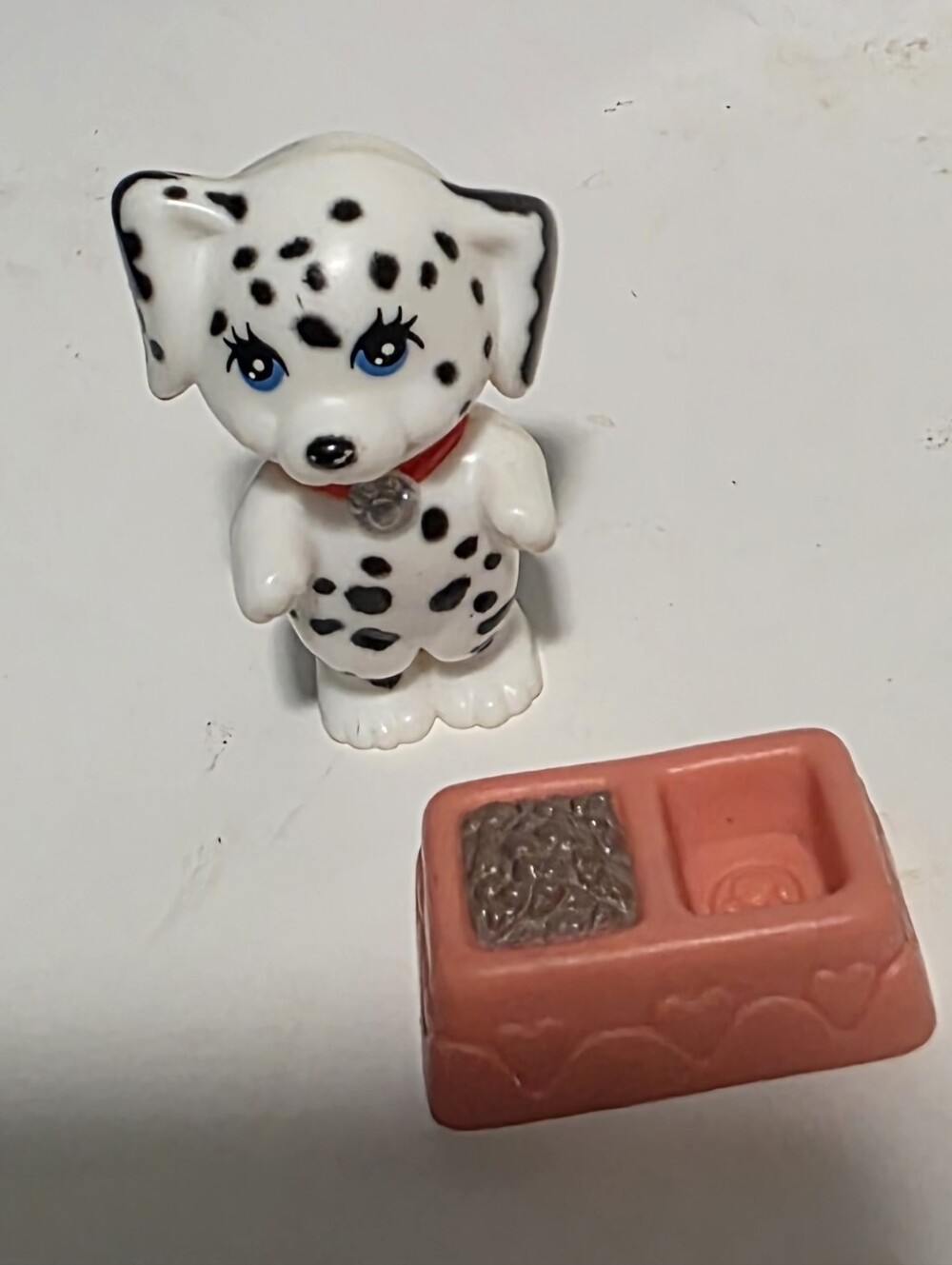 Vintage 1992 Kenner Littlest Pet Shop Happy Puppy Dalmatian & Dog Bowl